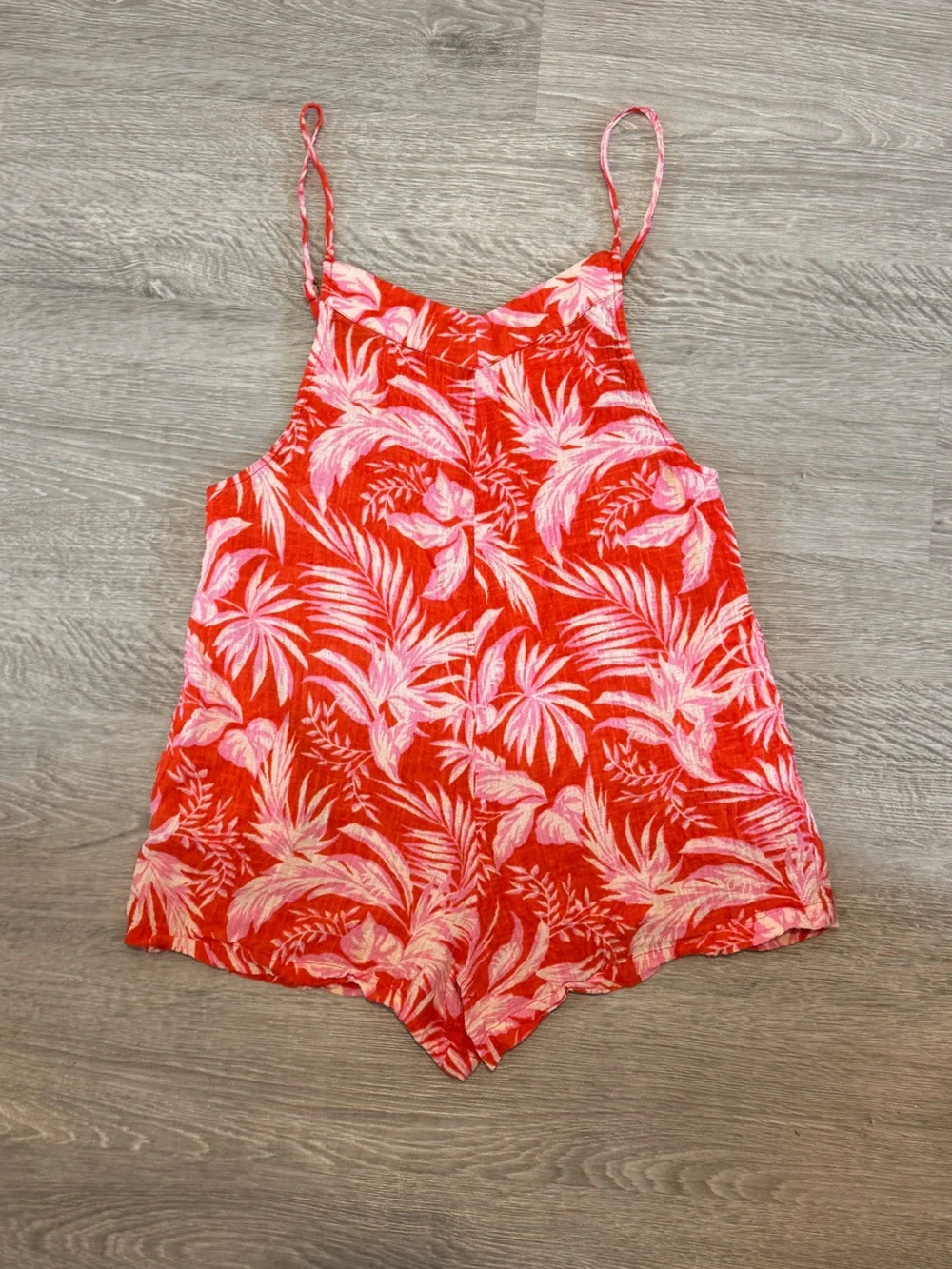 Rip Curl Red and Pink Tropical Print Romper - Picture 1 of 7